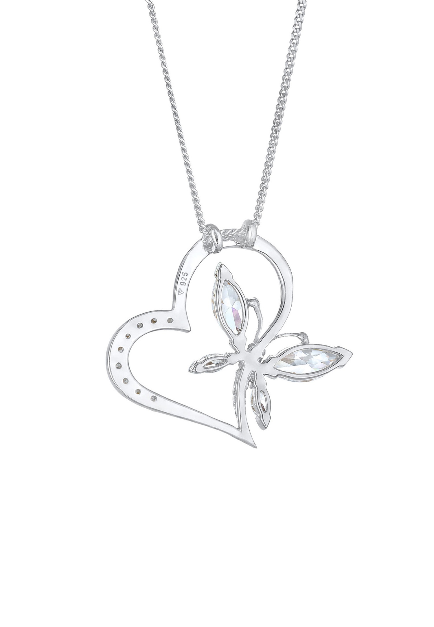 Elli Femmes Pendentif Coeur Papillon Élégant avec Cristal de Zirconium en Argent Sterling 925