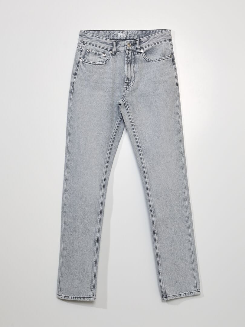 Calça jeans reta - tamanho 34 - cinza