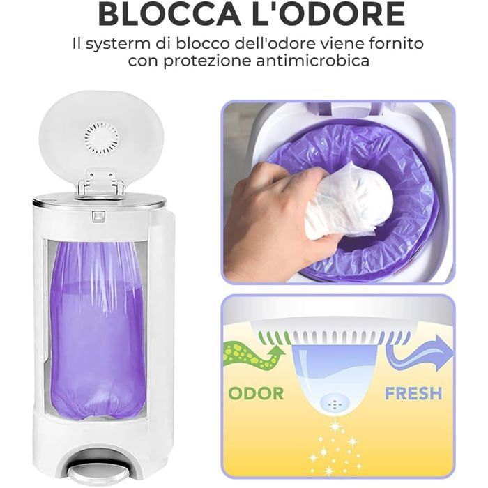 Contenedor de pañales recargable, paquete de 8, bolsas de basura para pañales de gran capacidad, respetuoso con el medio ambiente, excelente resistencia a los olores.