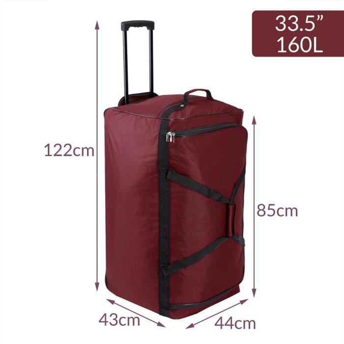 Monzana XXL Rode Reistas met Wielen, Trolley, 160L, Sporttas, Telescopische Handgreep, 3 Vergrendelbare Wielen