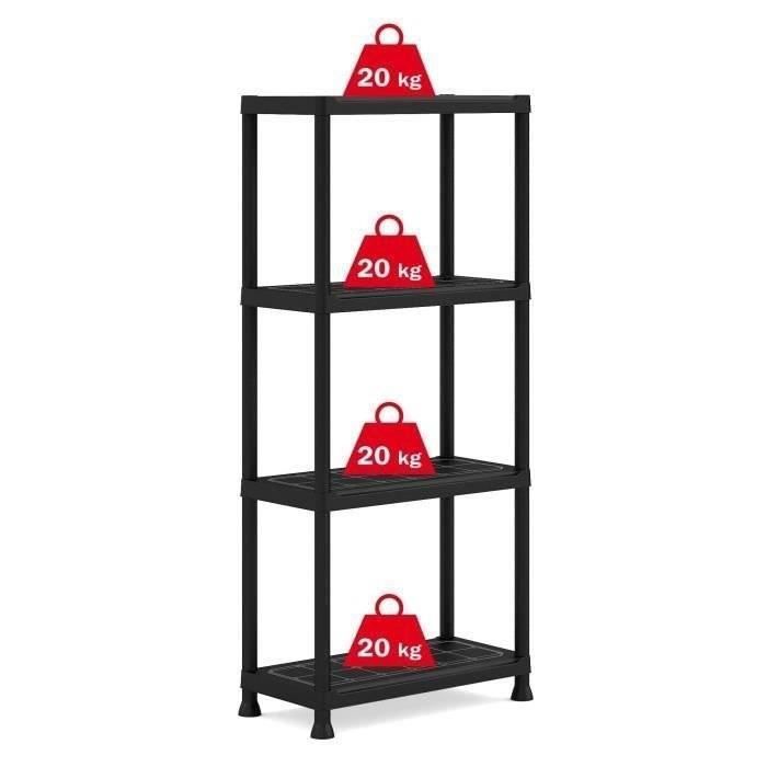 Conjunto de 2 prateleiras modulares KETER - Pretas - 60 x 30 x 135 cm - 4 prateleiras resistentes à umidade