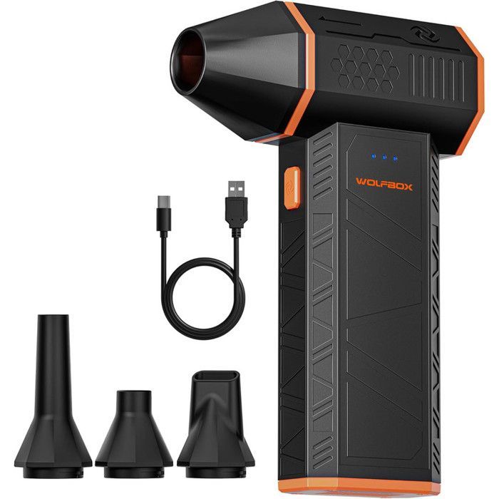 WOLFBOX MF50 elektrische luchtblazer, 110.000 tpm, 3 snelheden, mini draagbaar voor pc, auto en thuis