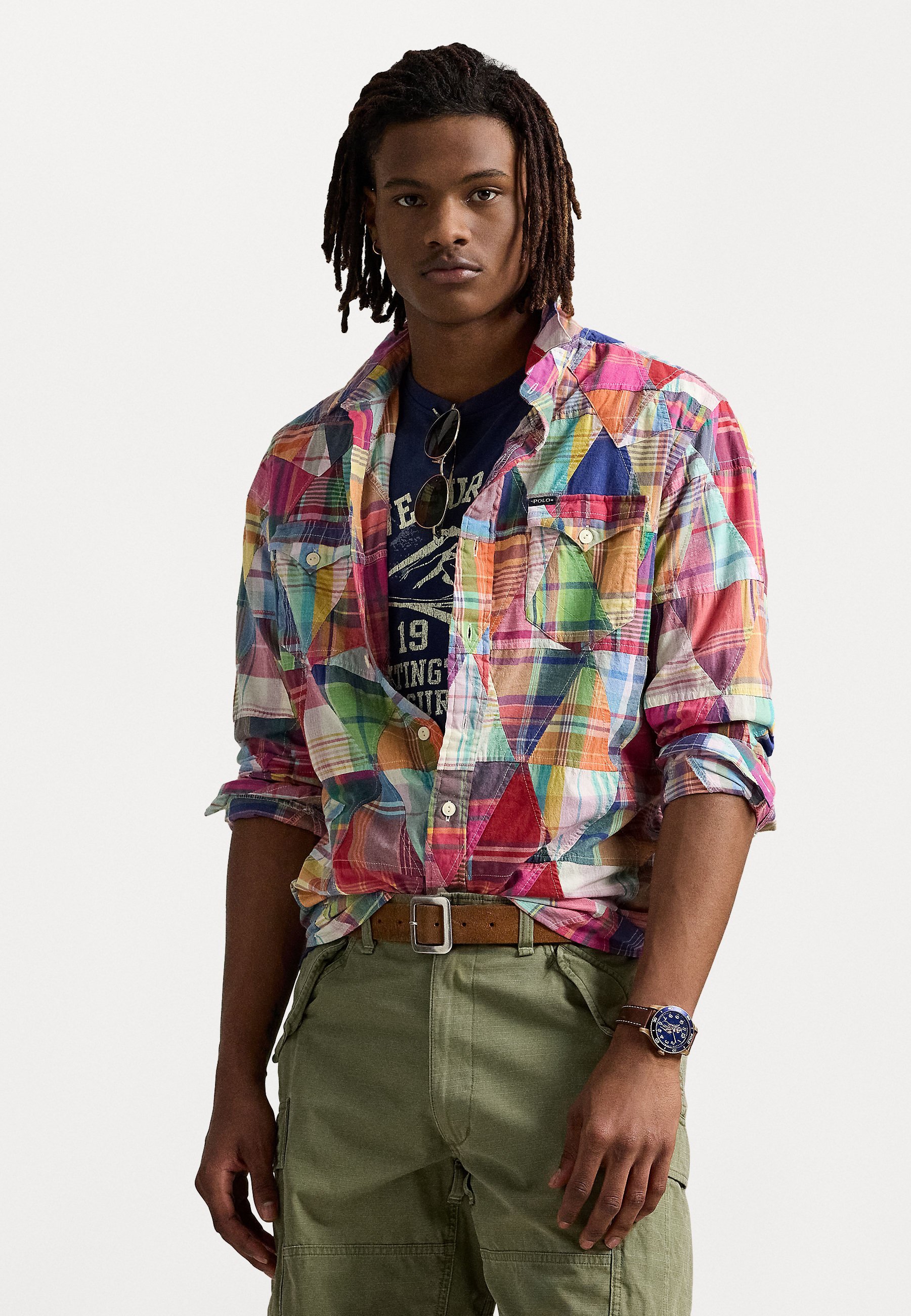 Polo Ralph Lauren patchwork madras sportshirt met lange mouwen - Shirt - veelkleurig
