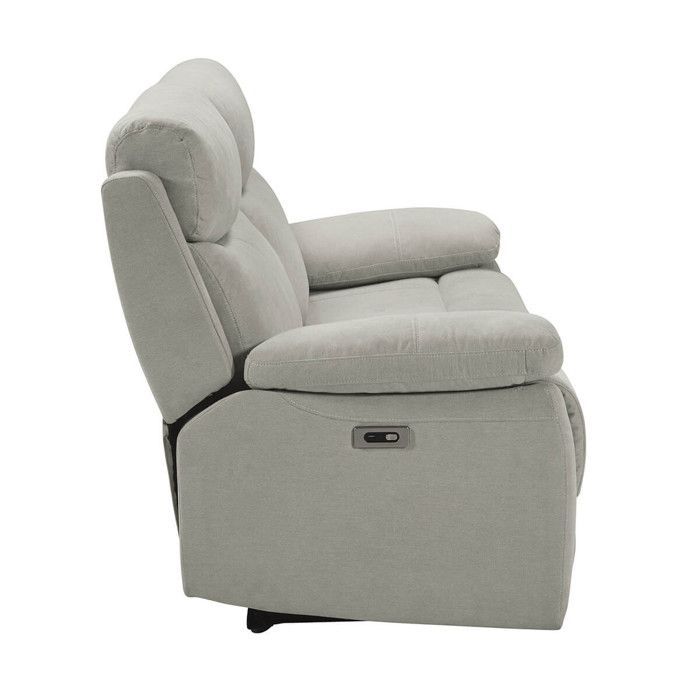 TARIFA - Canapé 3 Places Relax Electrique Gris Clair Tissu Waterproof