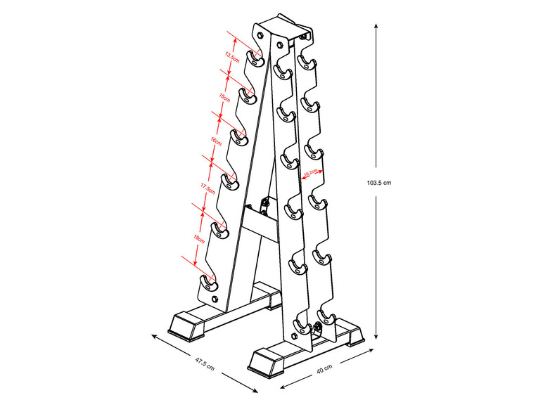 LA Sports A-frame halterrek voor maximaal 12 halters