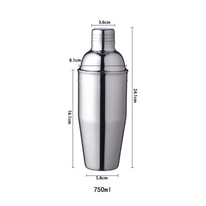 Coctelera - PRUMYA - Kit profesional de 5 piezas - Acero inoxidable - 750 ml - Apta para lavavajillas