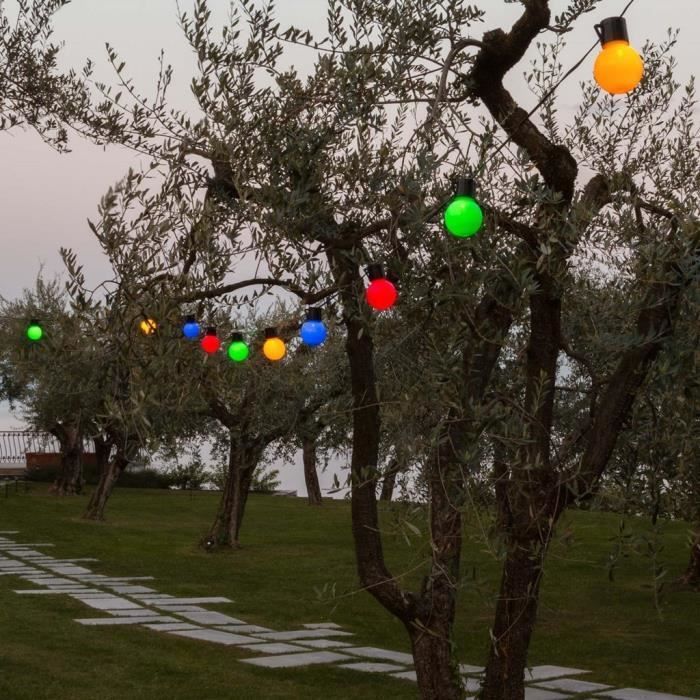 Guirnalda de luces solares LOTTI - 15 bombillas LED de Ø 5 cm - Multicolor - 8 m