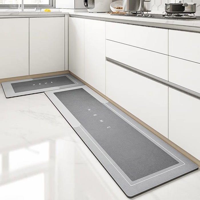 Tappeto lungo antiscivolo per cucina, assorbente per acqua e olio, 40 x 120 cm, grigio chiaro.