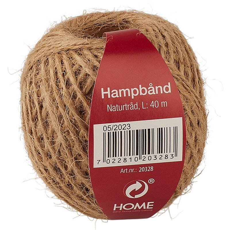 Hanf-Heimklebeband 40 m x 2 mm natur