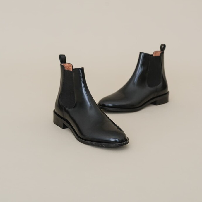 Bottines  en cuir noir