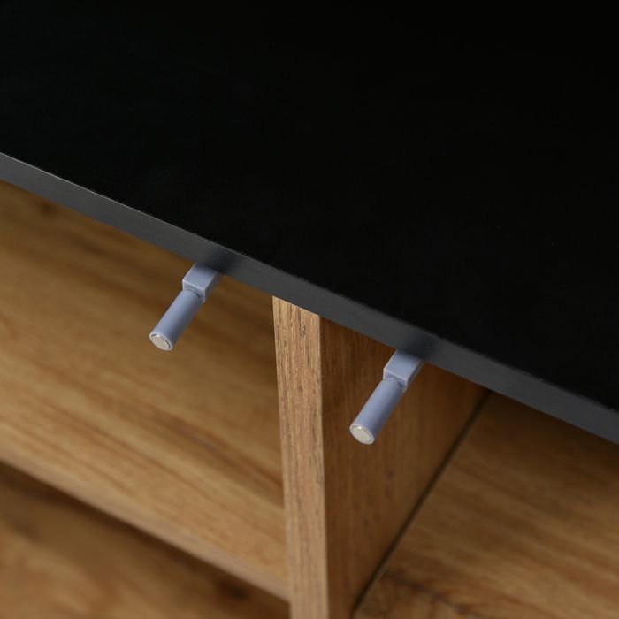 Aparador de estilo industrial, armario de pasillo de 3 puertas, mueble de cocina con estante, 160x35x76cm, madera natural rústica.