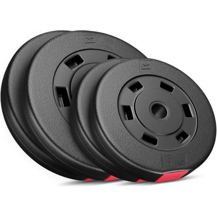 Hop-Sport 30kg kunststof gewichtsschijven, Ø 31mm, gewichthefschijven voor 30mm halters - 2x5kg, 2x10kg