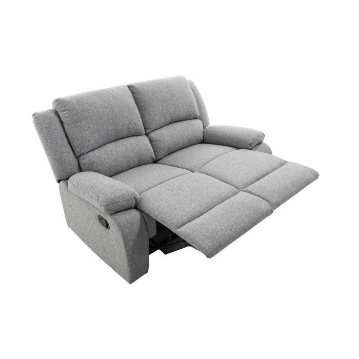 Sofá de 2 lugares LEO em tecido - Cinza claro - L143 x P93 x A96cm - LOUNGITUDE