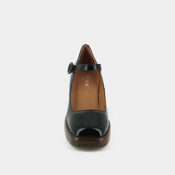 Babies à talons et plateformes  en cuir verni noir