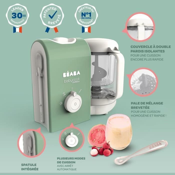 BEABA, Babycook Express, baby food maker, 4-in-1 blender-cooker, sage green