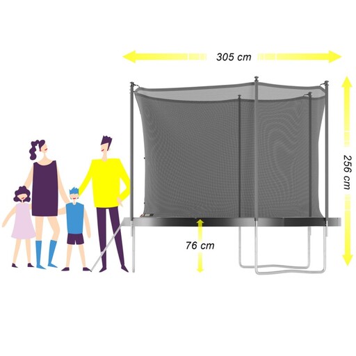 Trampoline van 305 cm (10 ft) met binnennet, veiligheidsmat en ladder.