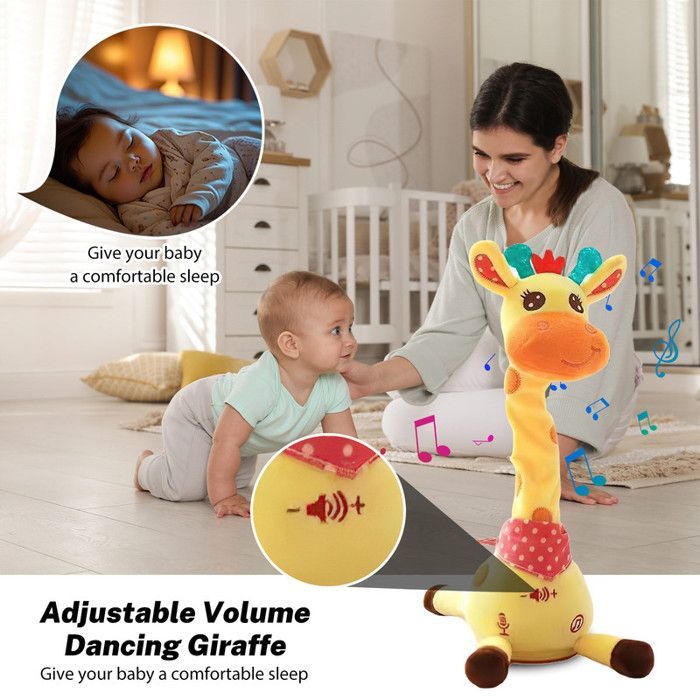 Giraffa musicale: canta, balla e ripeti i testi. Peluche giraffa danzante. Giraffa musicale luminosa con 10 canzoni.