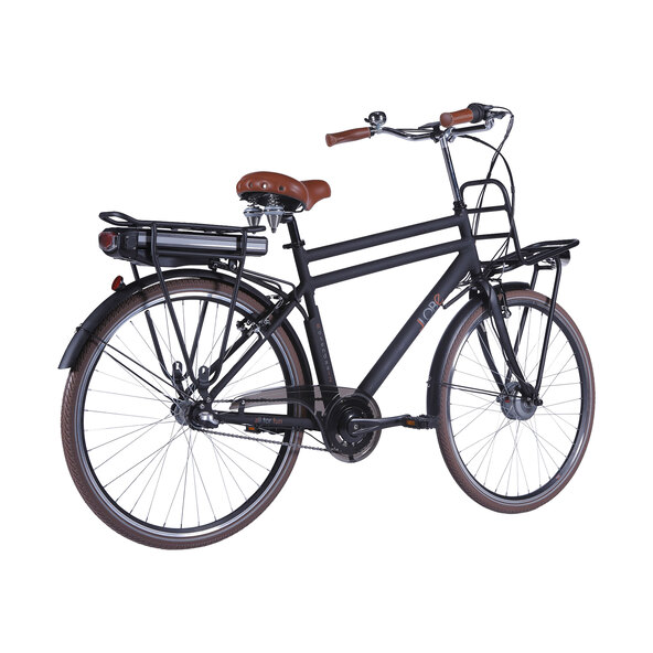 Bicicletă electrică de oraș din aluminiu, pentru bărbați, neagră