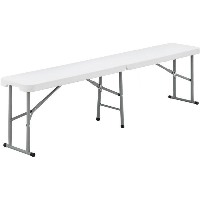 Banco de recepción plegable - TERRANOVA - Blanco - Estructura de acero y asiento de polietileno HDPE - 4 personas - 180 x 28 x 43 cm