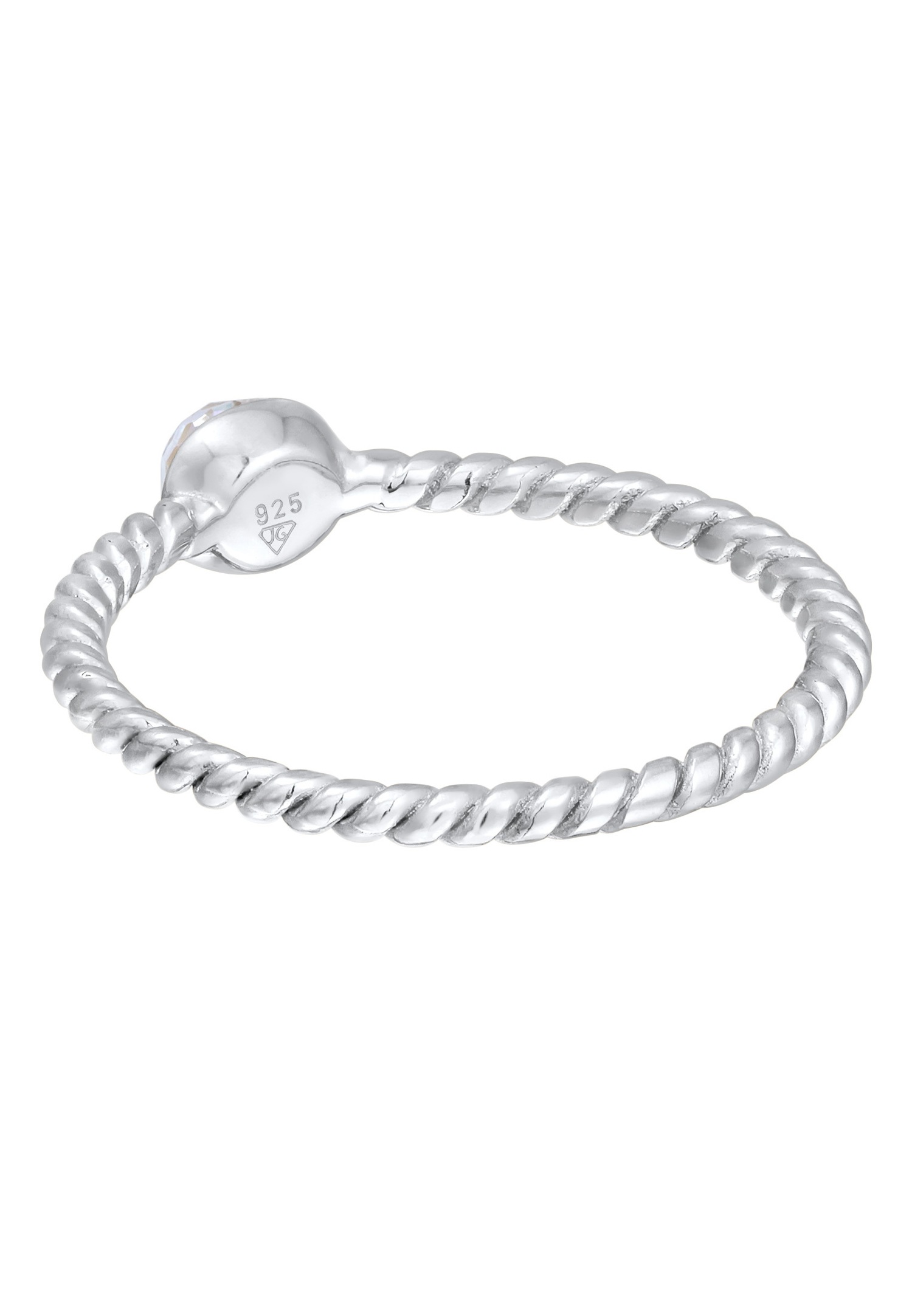 Elli Femmes Solitaire Twisted avec cristaux en argent sterling 925 plaqué or