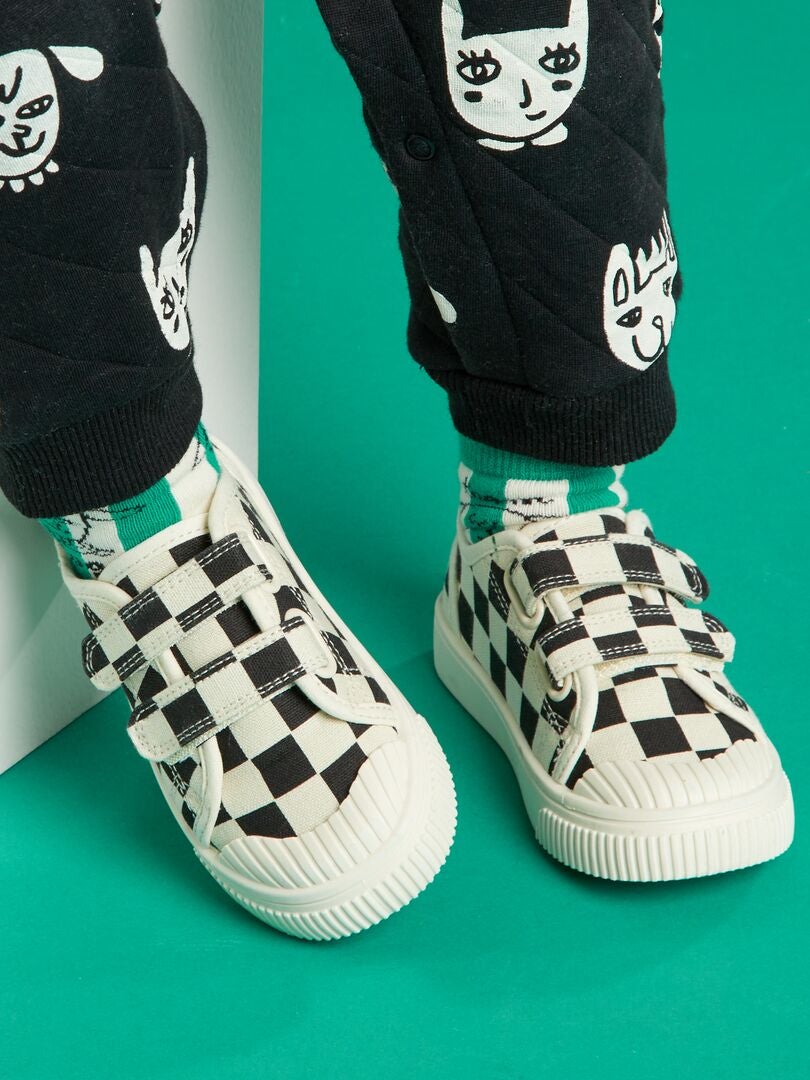 Lage sneakers met klittenbandsluiting - BEIGE