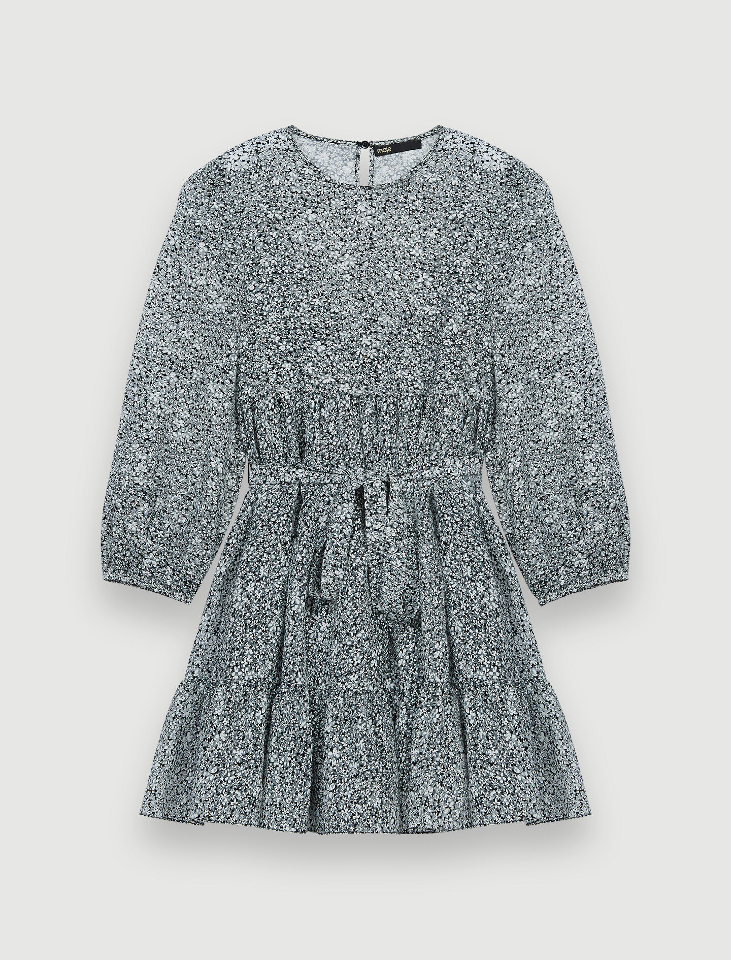 Babydolljurk met jacquardprint - Zwart/Wit