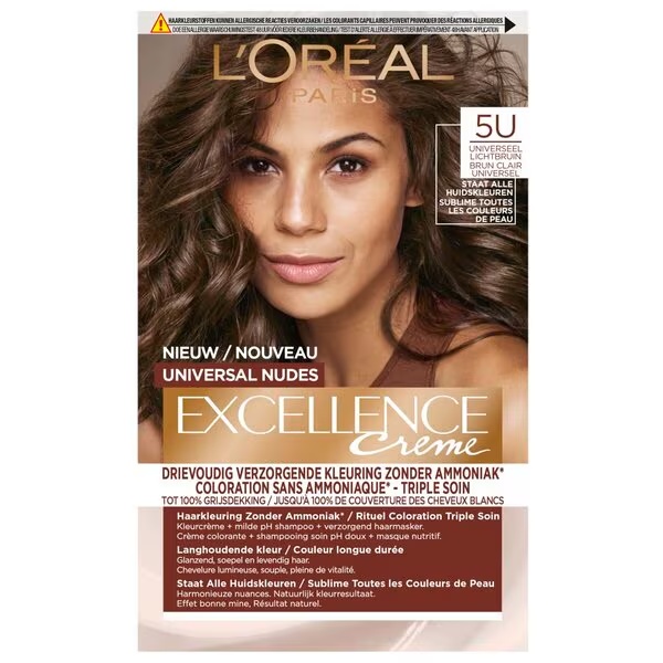 L'Oréal Paris Excellence 5U Nudes šviesiai rudi permanentiniai plaukų dažai