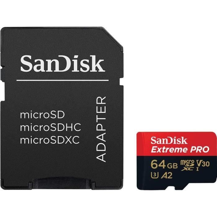 Tarjeta MicroSDXC Extreme Pro de 64 GB + Adaptador SD + RescuePro Deluxe, hasta 200 MB/s, con rendimiento de aplicaciones A2, UHS-I, Clase [u290]