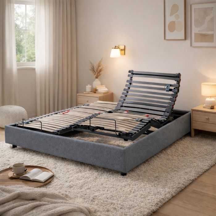 Elektrisch verstelbaar bed met 5 slaapstanden, 2 x 70 x 190 cm, Horizon Granietgrijs - Donkergrijs - 5 jaar garantie - Someo