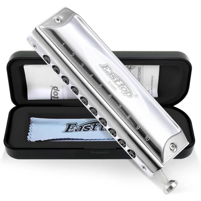 Harmonica chromatique professionnel - ESTAMPILLE - 10 trous - 40 tons - Clé de Do - Bronze phosphoreux