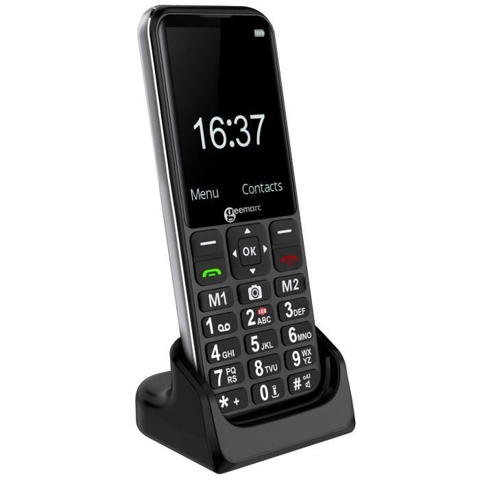 Téléphone Portable Senior - GEEMARC - Geemarc - Compatible Appareils Auditifs - Bouton SOS - Noir
