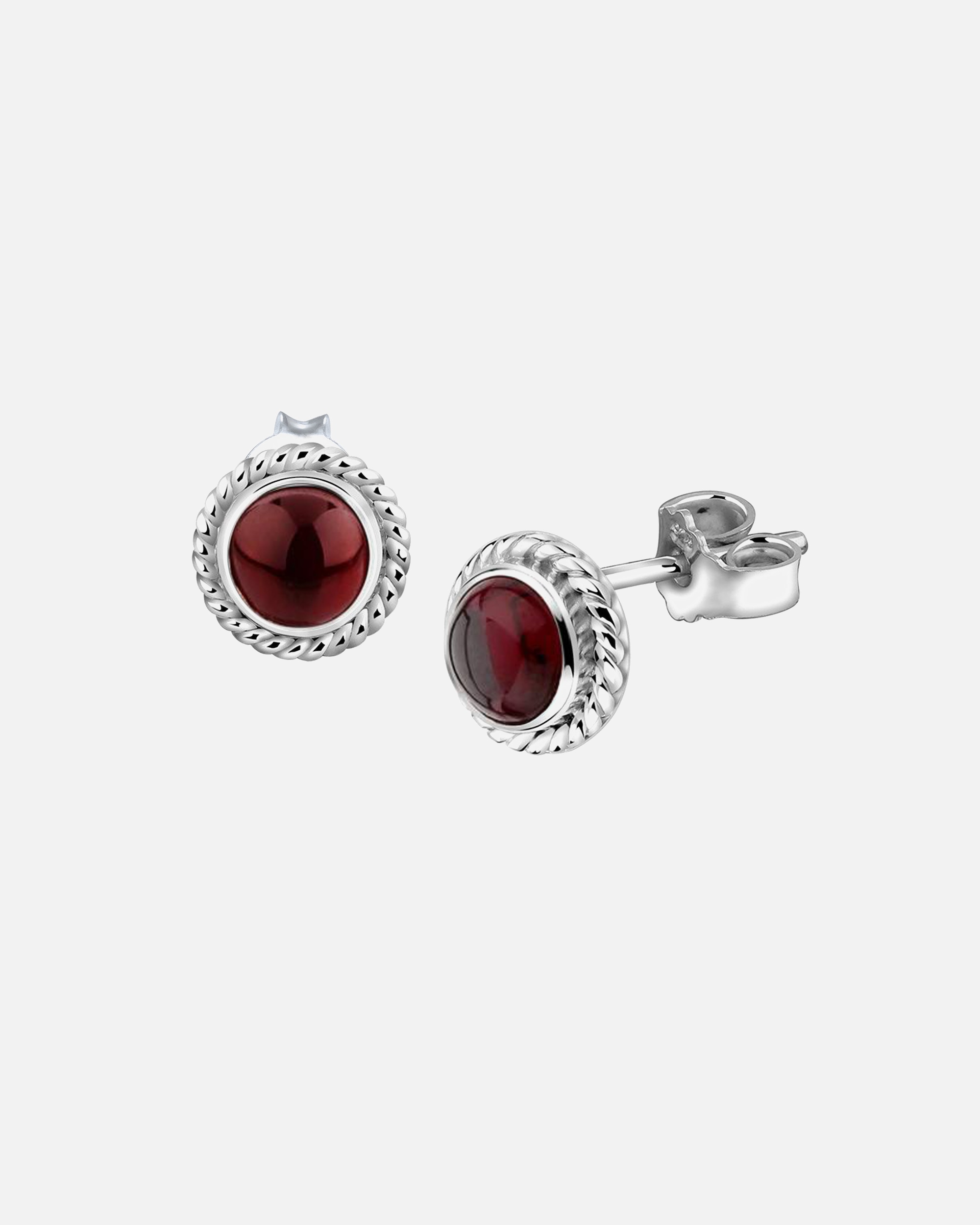 Nenalina Femmes Clous d'oreilles Argent faites à la main et serties d'un véritable grenat précieux - 222999-001