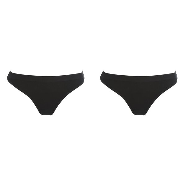 Kruidvat Baumwoll-Stretch-Tangas für Damen<br>schwarz, Größe XL, 2 Stück