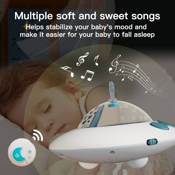 Móvil musical para bebés - Con luz nocturna y proyector de cielo estrellado - Juguete educativo para niños de 1 año