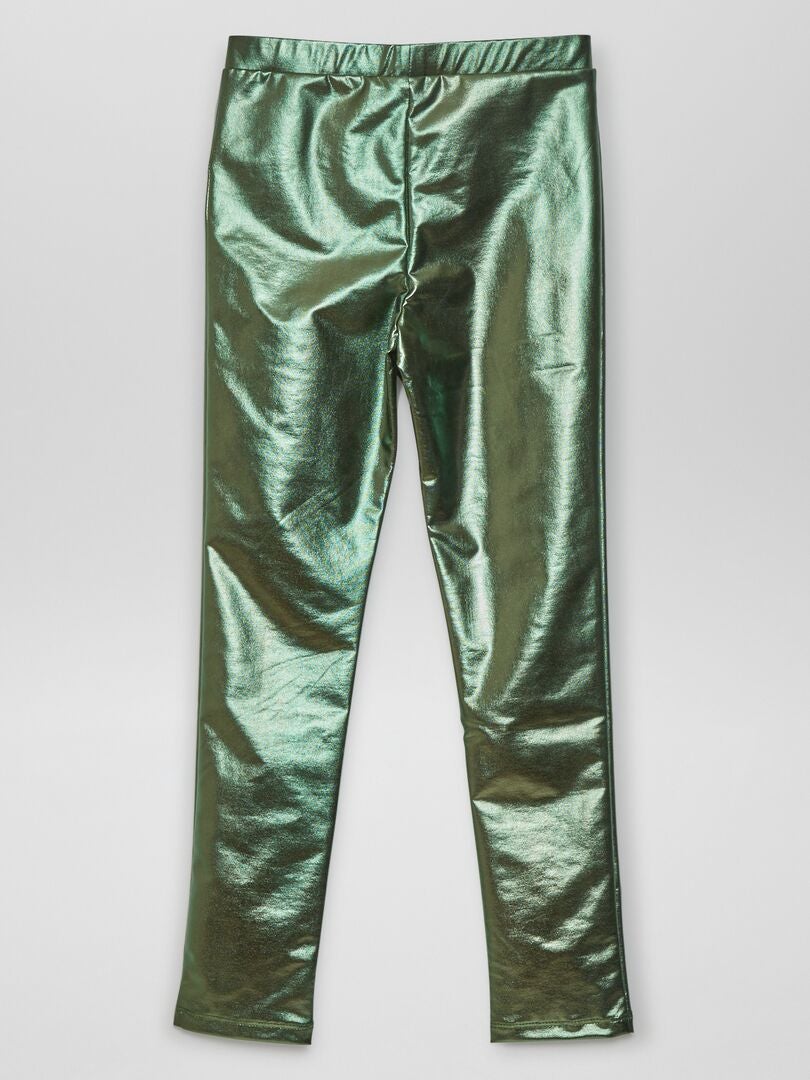 Leggings compridas brilhantes - Verde metálico