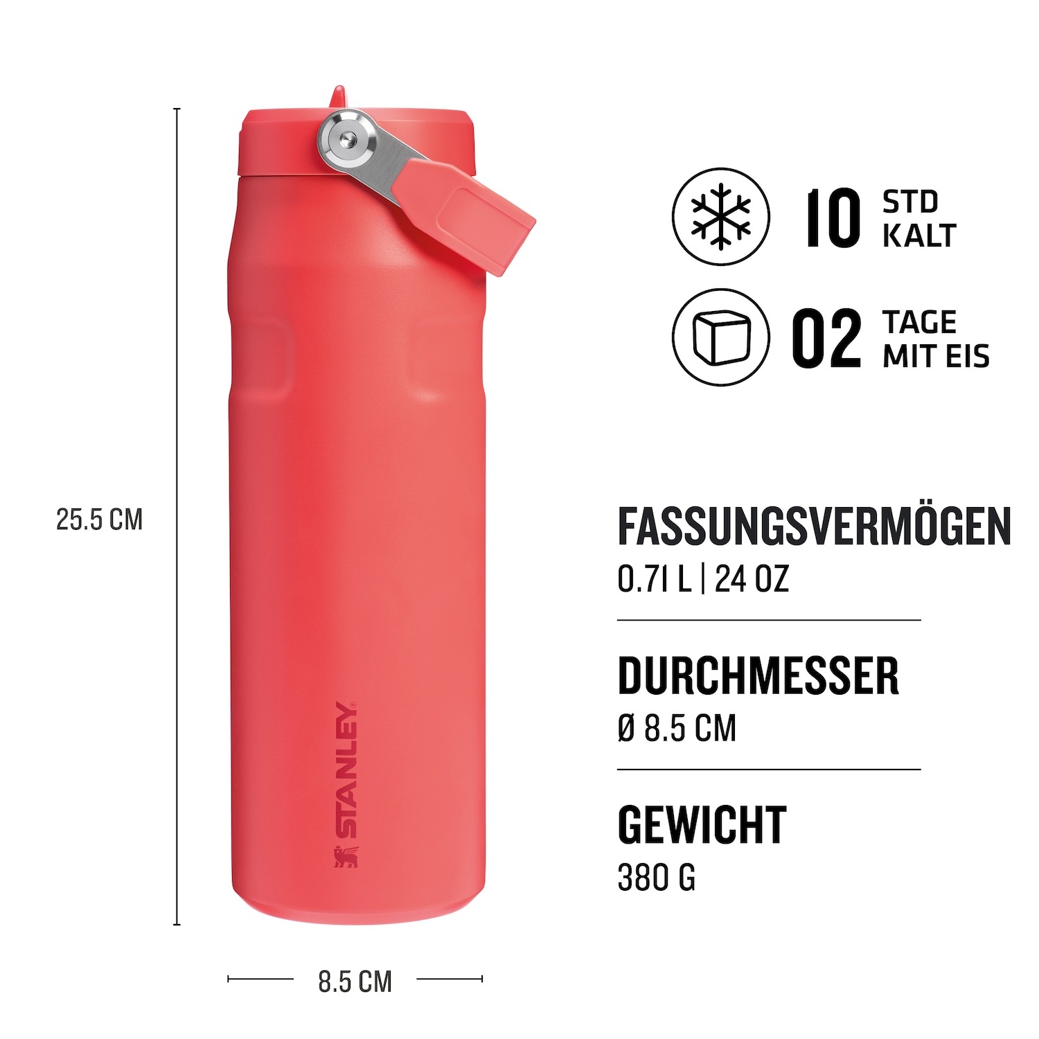 Stanley 0,7 l ūdens pudele/termoss – ICEFLOW™ pudeles salokāms salmiņš – 1 gab.