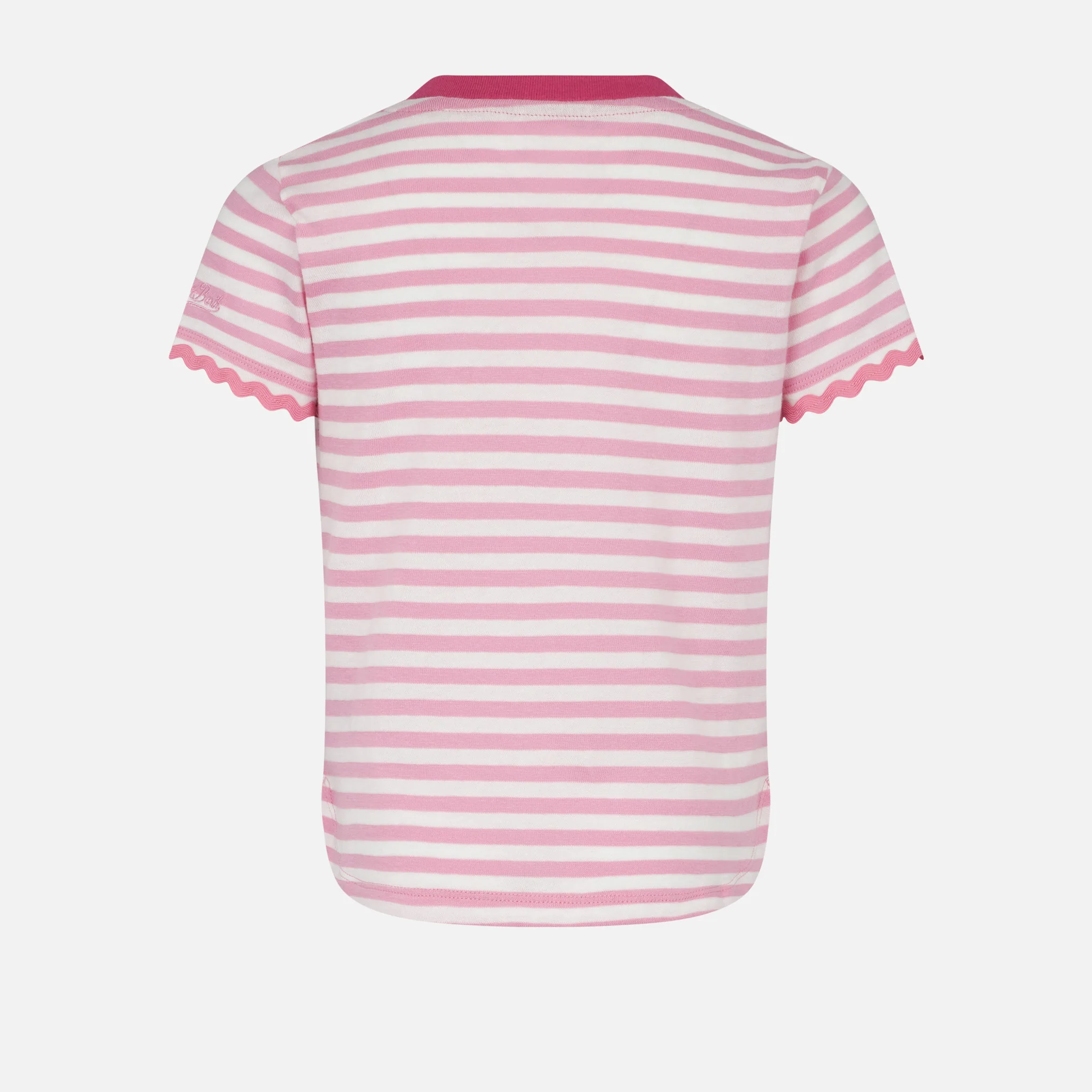 Meisjes-T-shirt met strepen en borduurwerk