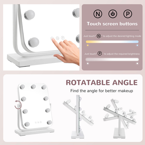 Livingandhome Hollywood Schminkspiegel mit LED-Beleuchtung