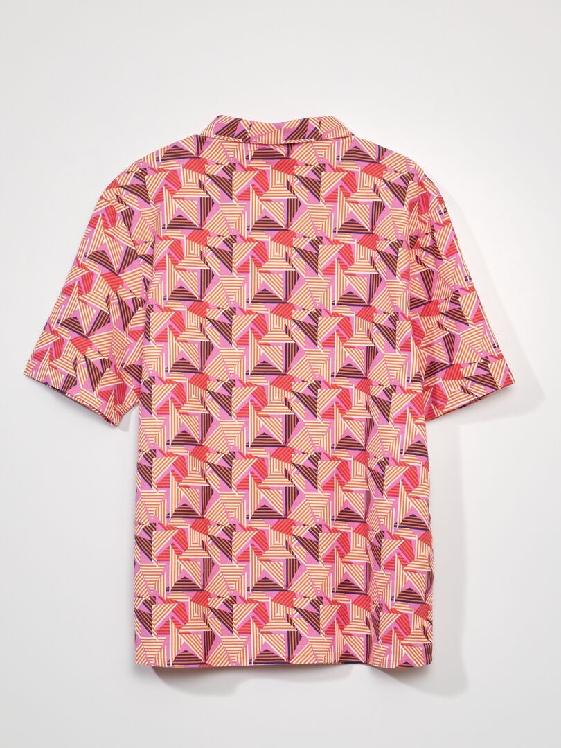 Overhemd van katoenpiqué met print - ORANJE