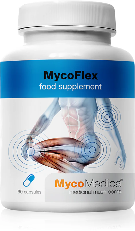 Výživový doplnok MycoMedica MycoFlex v kapsulách podporuje správnu funkciu chrupaviek a kostí