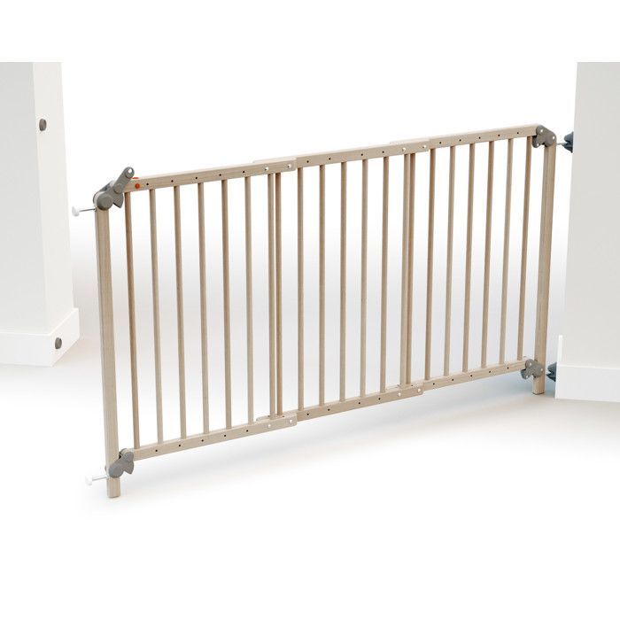 WEBABY - LOKEE Ausziehbares Babysicherheitsgitter aus Holz, Buche natur - Extra ausziehbar bis 150 cm