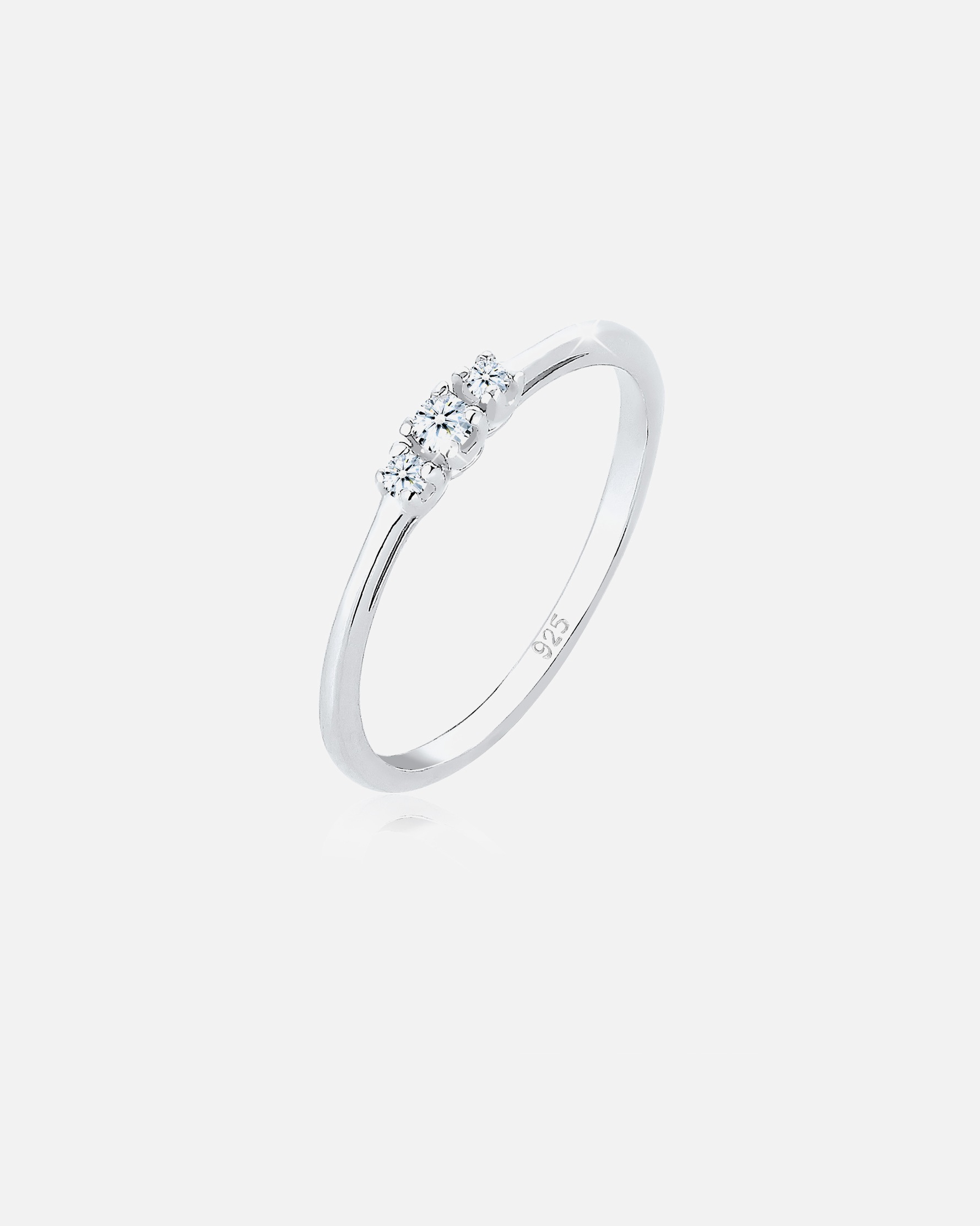Elli DIAMONDS Femme Anneau d'enclenchement Classique Diamant (0.07 ct.) 925 Argent