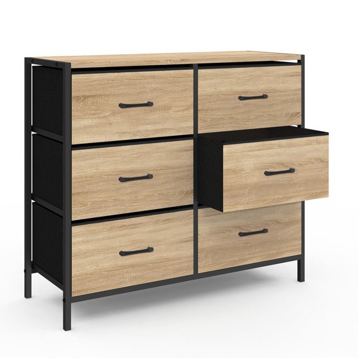IDMARKET UTAH 6-drawer fabric chest, 80 cm, industrial design storage unit