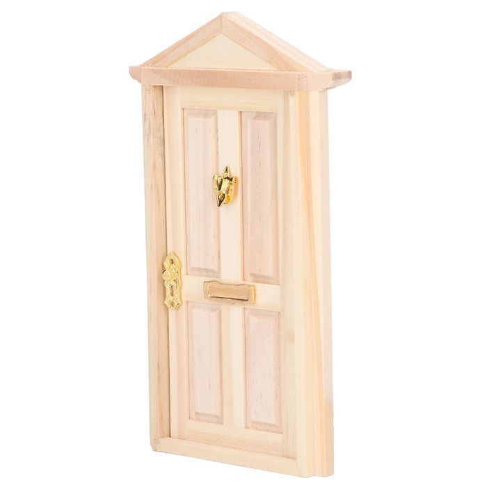Mini Porte en Bois 1:12 Porte Miniature en Bouleau Design de Flèche Meubles Accessoires de Maison de Poupée