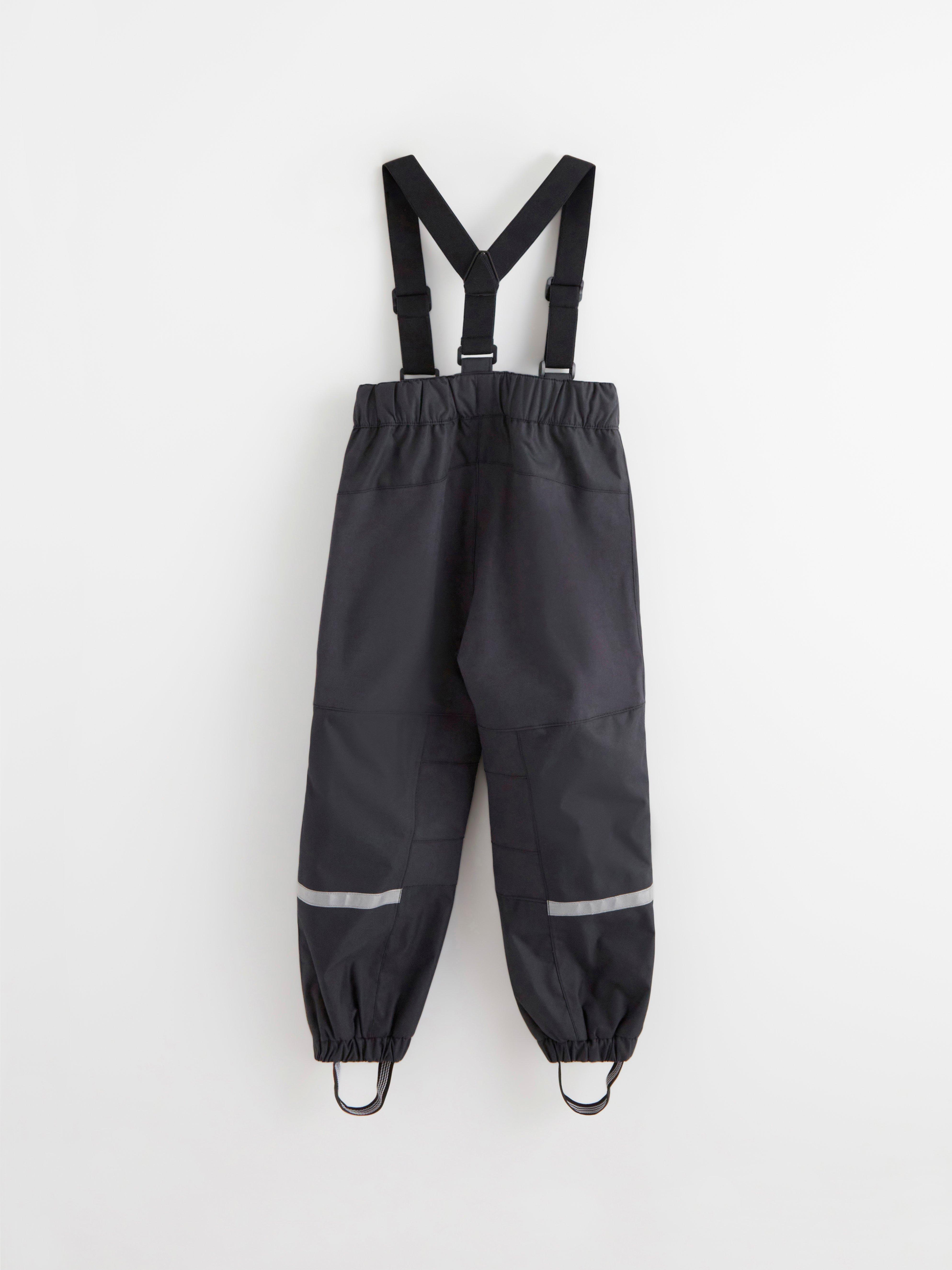 Pantaloni impermeabili cu bretele, negri