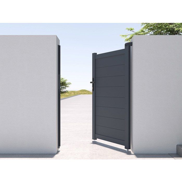 Portillon battant aluminium plein L103 x H150 cm anthracite - NAZARIO