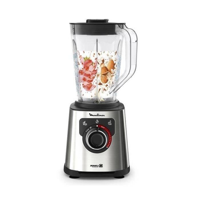 Frullatore ad alta velocità Moulinex PerfectMix+, 1200 W, ciotola da 2 litri, capacità utile 1,5 litri, tecnologia delle lame Powellix.
