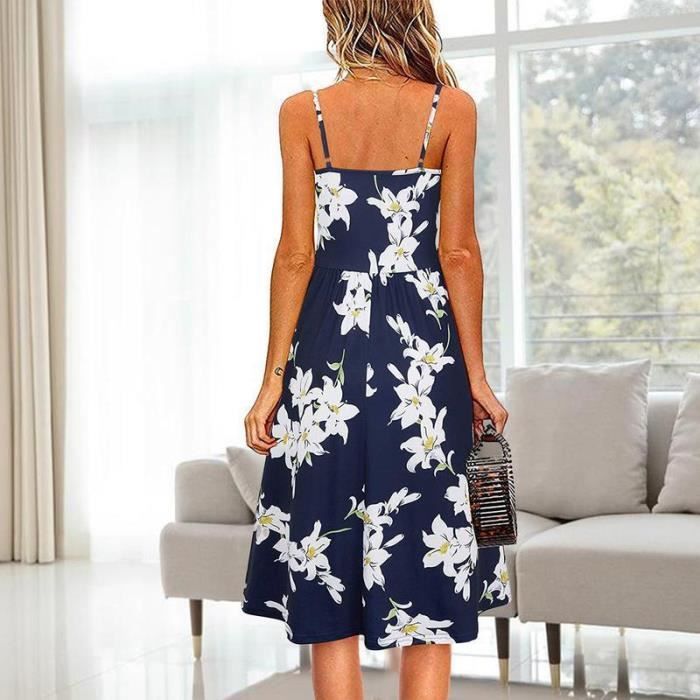 Vestido de verano para mujer, elegante y chic, vestido cruzado de largo medio, vestido de noche informal con bolsillos, estampado floral.