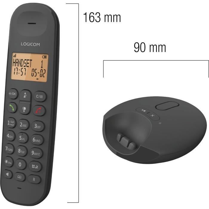 Schnurloses Festnetztelefon – LOGICOM – DECT ILOA 155T SOLO – Schwarz – Mit Anrufbeantworter