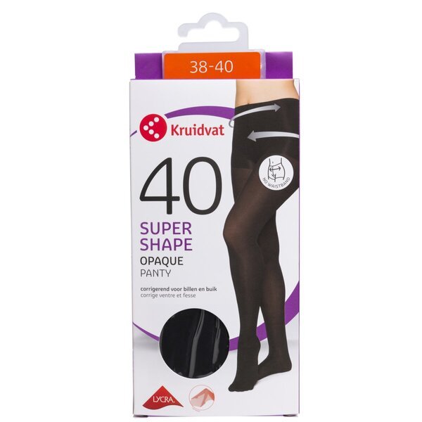 Kruidvat Super Shape neprozorne hlačne nogavice 40 Den črne barve, velikost 38-40